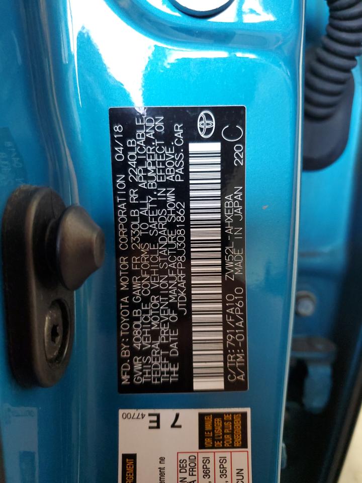 2018 Toyota Prius Prime VIN: JTDKARFP8J3081862 Lot: 65752504