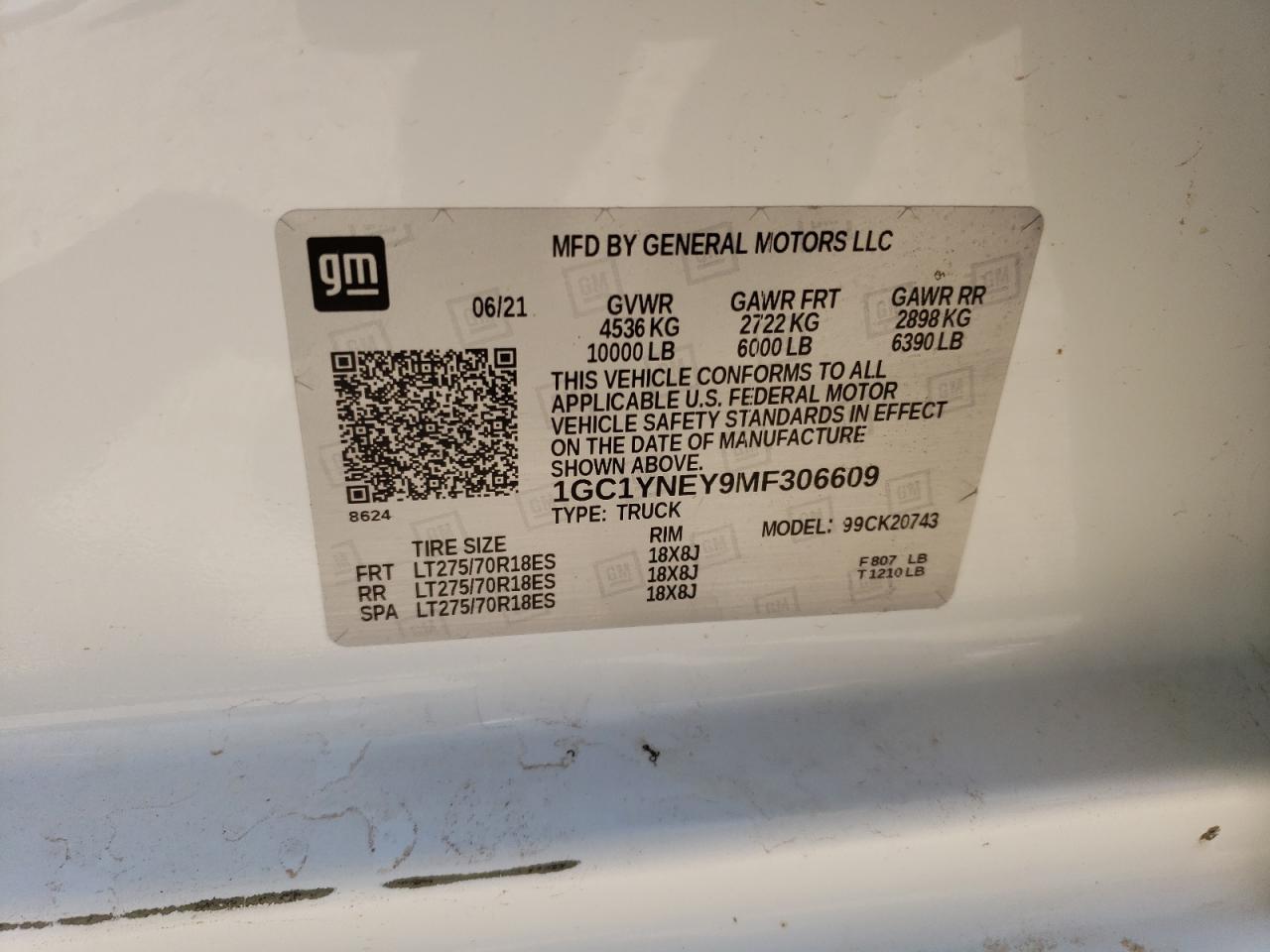 2021 Chevrolet Silverado K2500 Heavy Duty Lt VIN: 1GC1YNEY9MF306609 Lot: 67048604