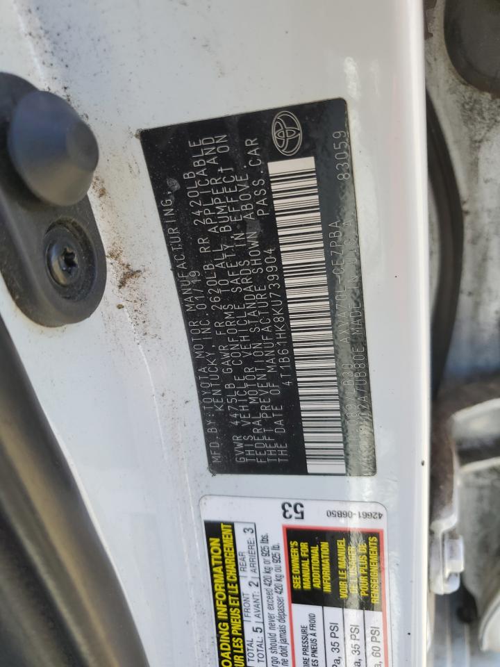 4T1B61HK8KU739904 2019 TOYOTA CAMRY - Image 12