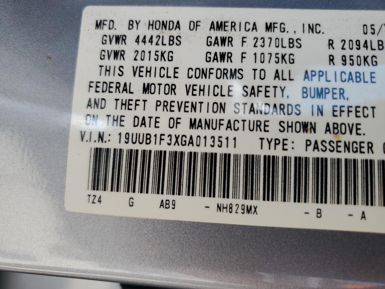 19UUB1F3XGA013511 2016 Acura Tlx