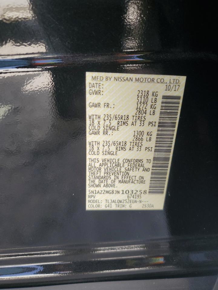 2018 Nissan Murano S VIN: 5N1AZ2MG8JN103258 Lot: 65794374