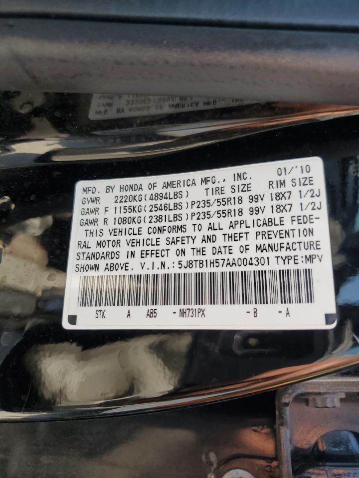 5J8TB1H57AA004301 2010 Acura Rdx Technology