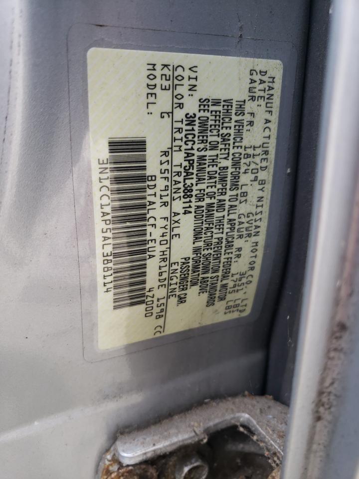 2010 Nissan Versa S VIN: 3N1CC1AP5AL388114 Lot: 66433414