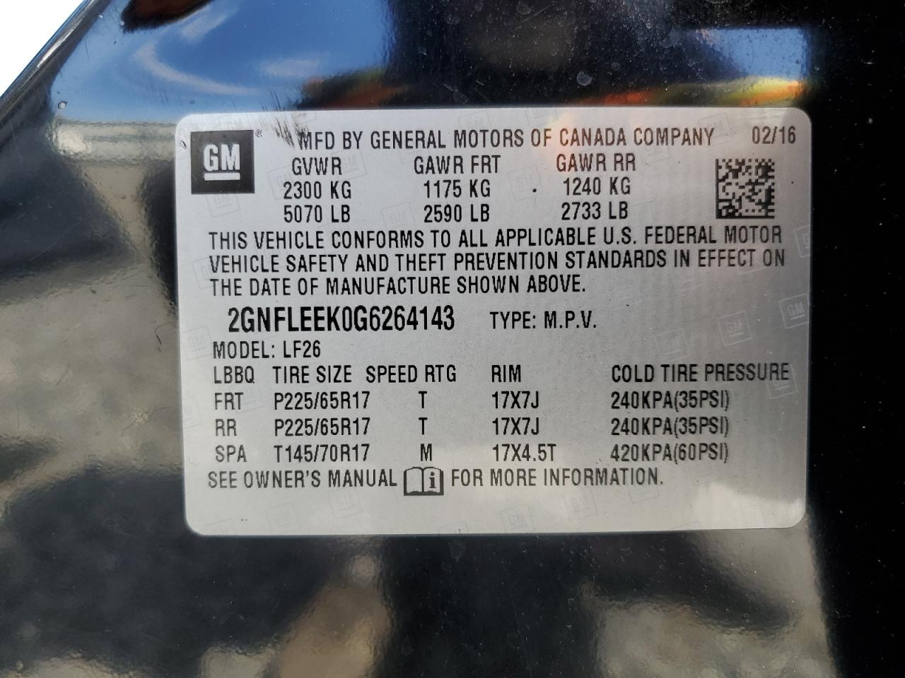 2GNFLEEK0G6264143 2016 Chevrolet Equinox Ls