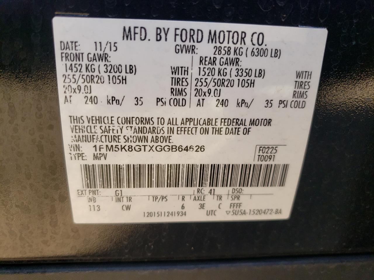 1FM5K8GTXGGB64626 2016 FORD EXPLORER - Image 12