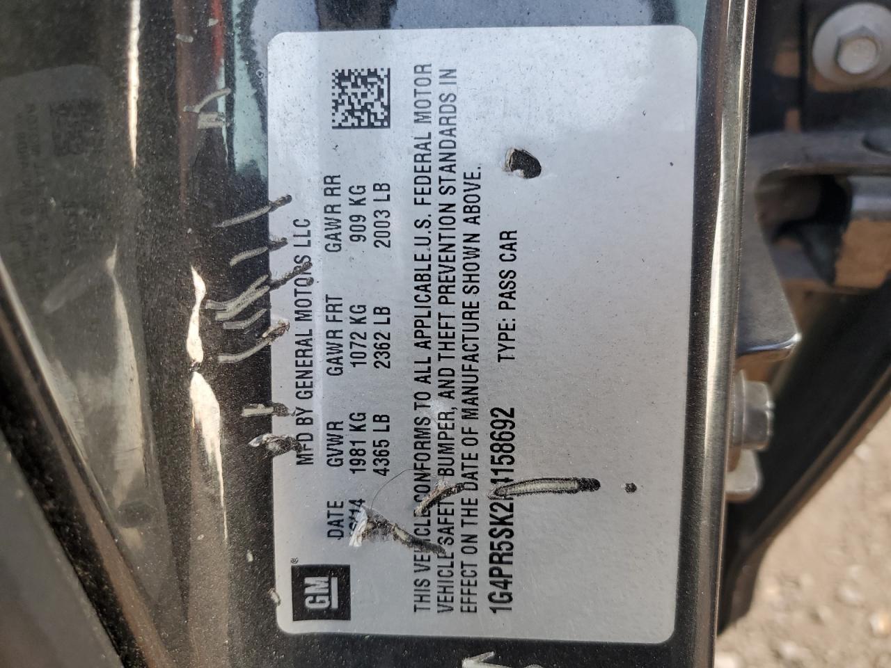 1G4PR5SK2F4158692 2015 Buick Verano Convenience