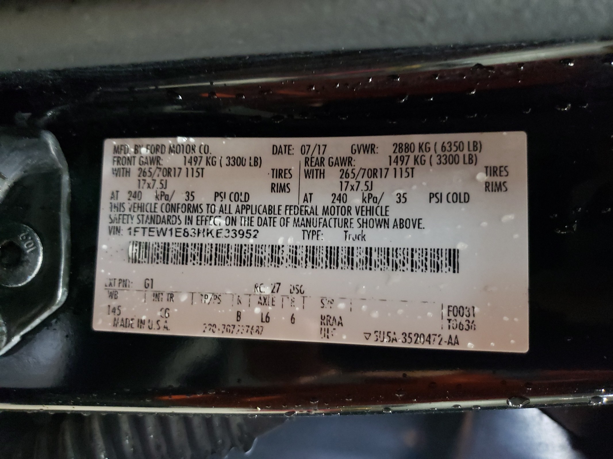 1FTEW1E83HKE33952 2017 Ford F150 Supercrew 1FTEW1E83HKE33952 2017 Ford F150 Supercrew