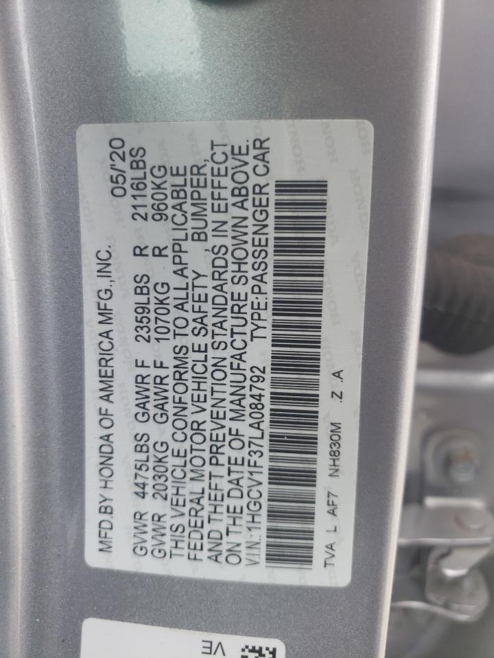 1HGCV1F37LA084792 2020 Honda Accord Sport