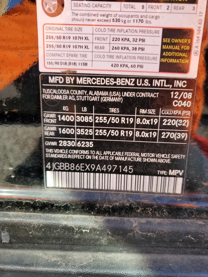 2009 Mercedes-Benz Ml 350 VIN: 4JGBB86EX9A497145 Lot: 67091754