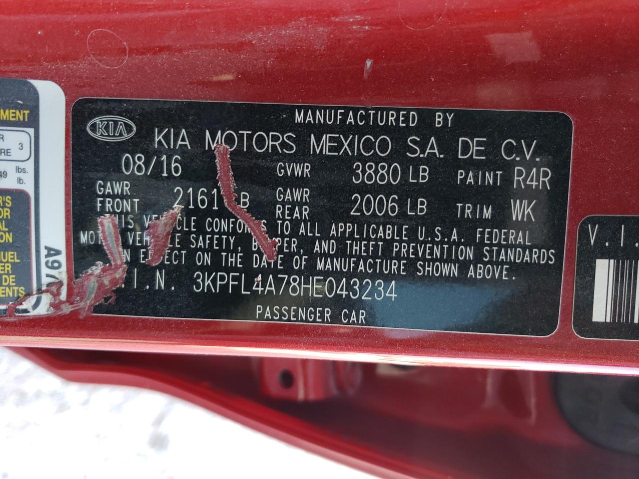 2017 Kia Forte Lx VIN: 3KPFL4A78HE043234 Lot: 66816104