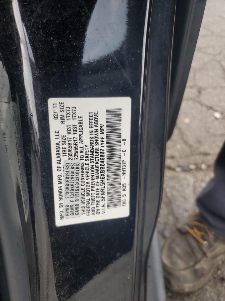 5FNRL5H6XBB046802 2011 Honda Odyssey Exl