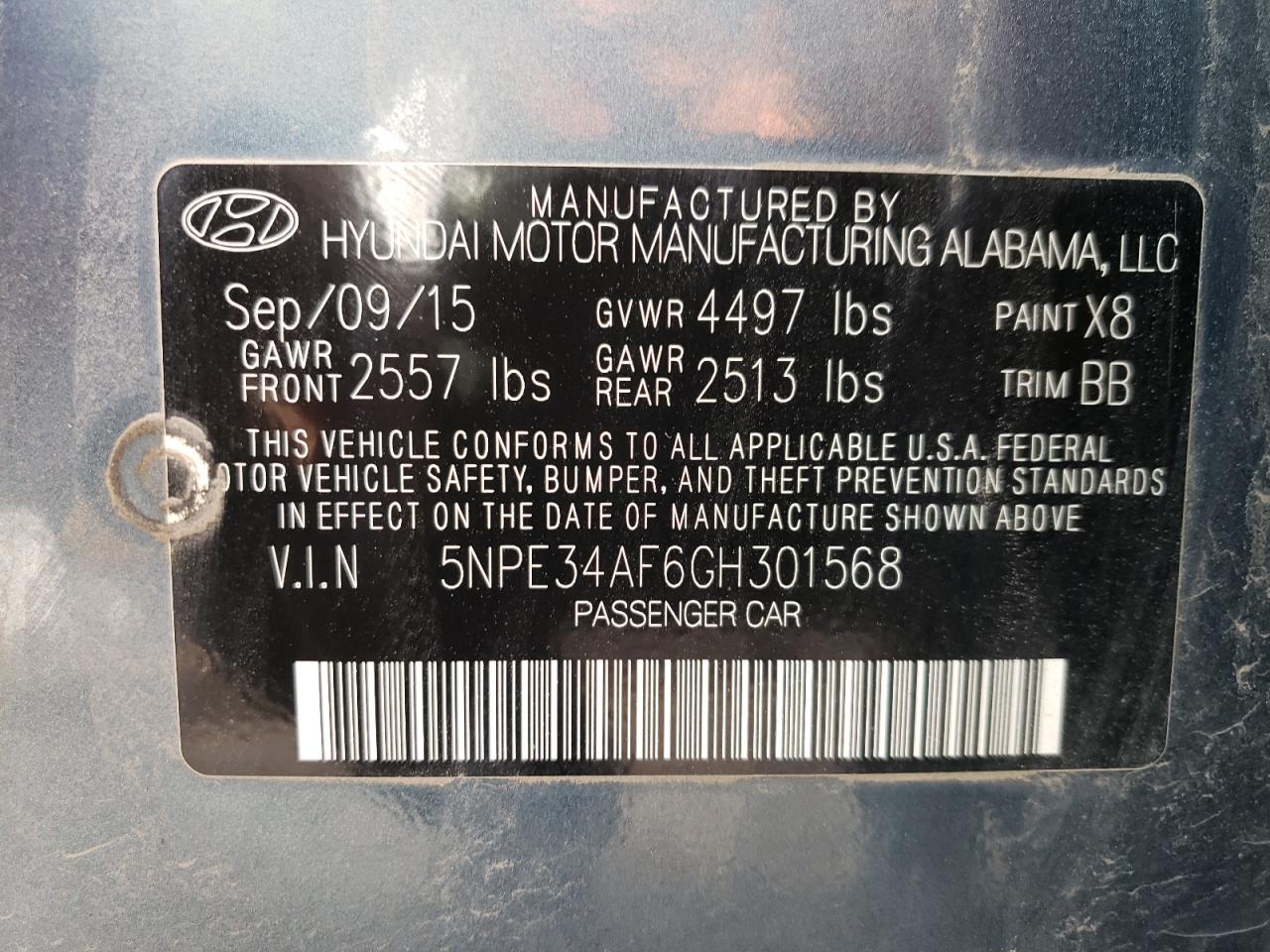 5NPE34AF6GH301568 2016 HYUNDAI SONATA - Image 13