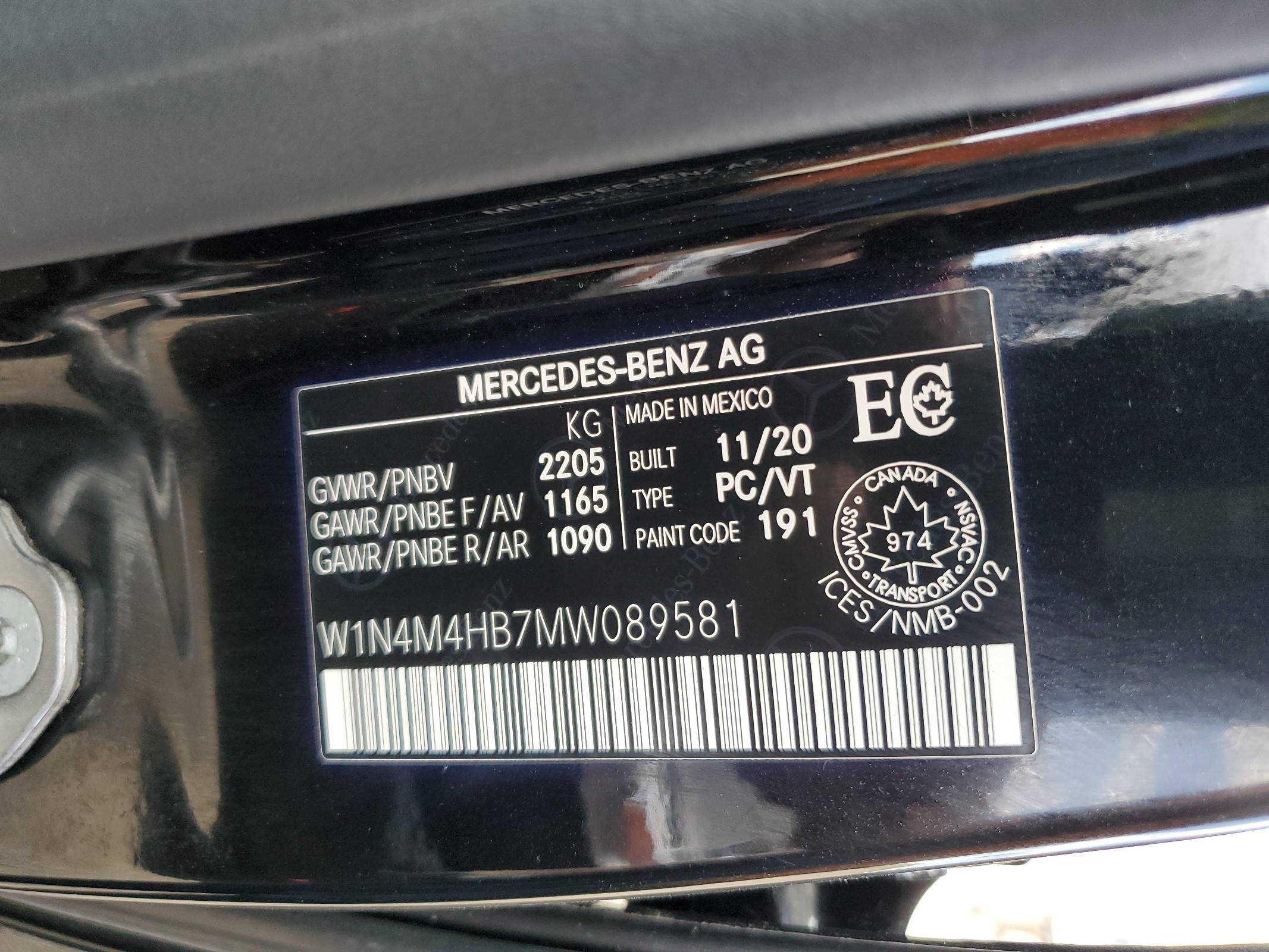 W1N4M4HB7MW089581 2021 Mercedes-Benz Glb 250 4Matic