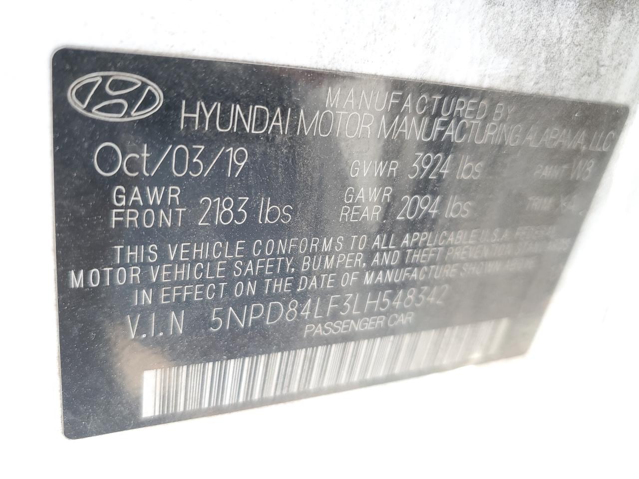 2020 Hyundai Elantra Sel VIN: 5NPD84LF3LH548342 Lot: 67595414