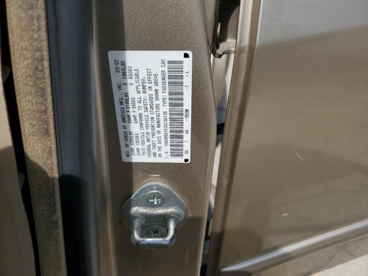 1HGCM56157A134135 2007 Honda Accord Value