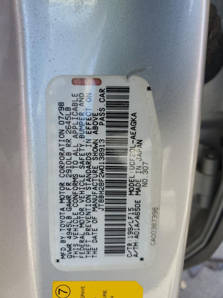 1998 Lexus Ls 400 VIN: JT8BH28F2W0138913 Lot: 68732604