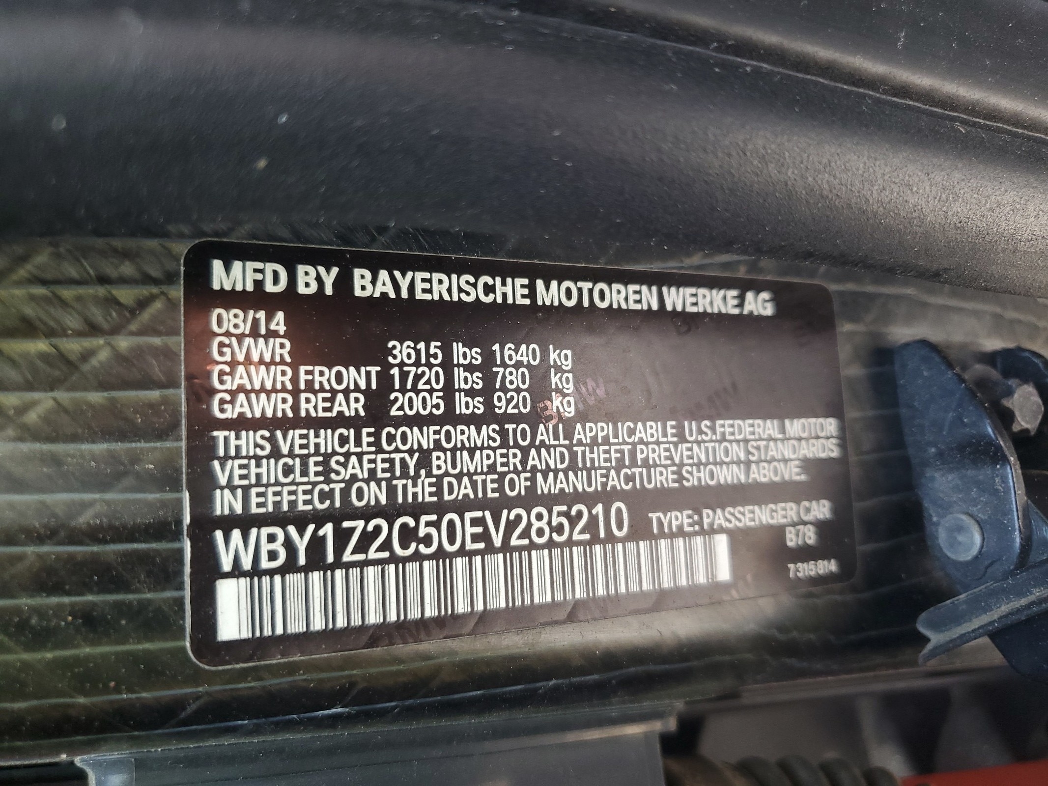 2014 BMW I3 Bev vin: WBY1Z2C50EV285210