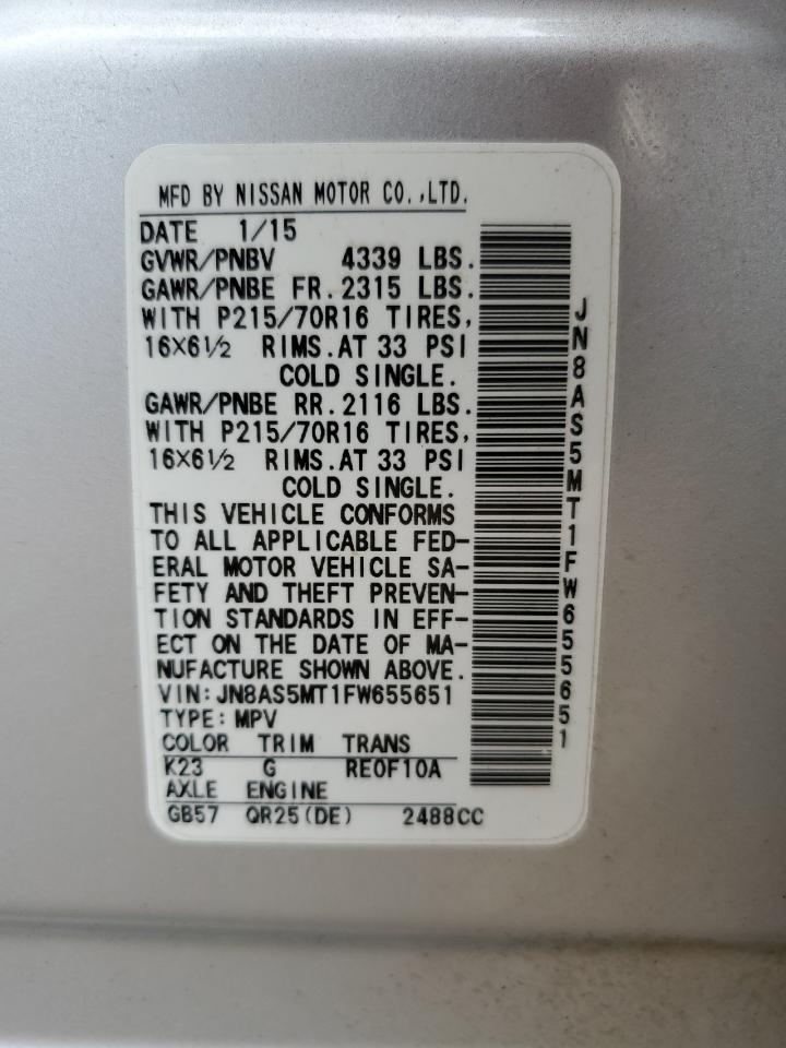 JN8AS5MT1FW655651 2015 NISSAN ROGUE - Image 15