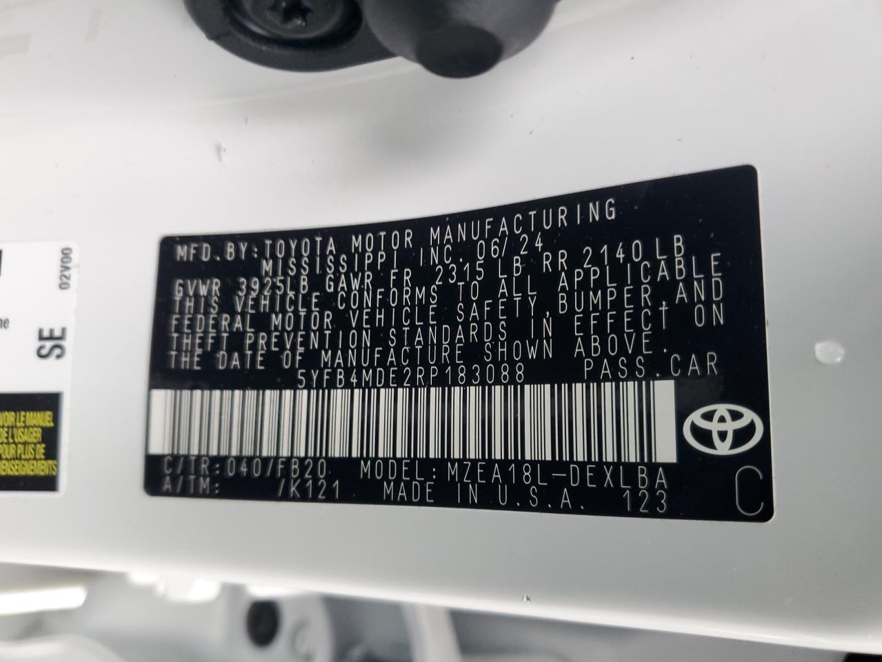 VIN 5YFB4MDE2RP183088 2024 TOYOTA COROLLA no.12