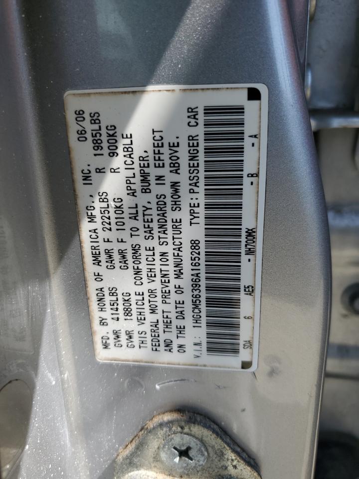 2006 Honda Accord Se VIN: 1HGCM56396A165288 Lot: 67004914