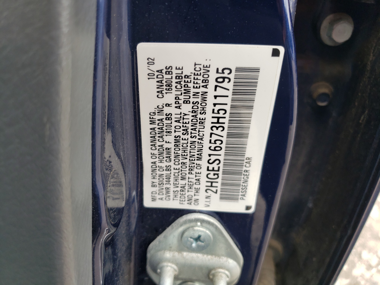 2HGES16573H511795 2003 Honda Civic Lx