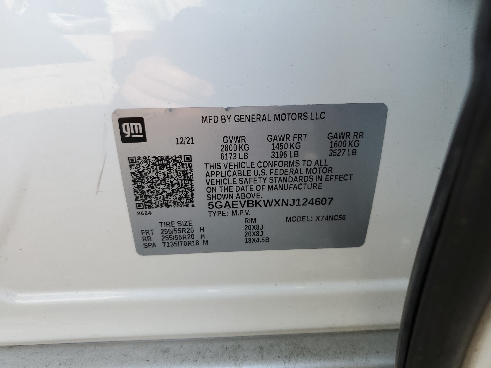 5GAEVBKWXNJ124607 2022 Buick Enclave Premium