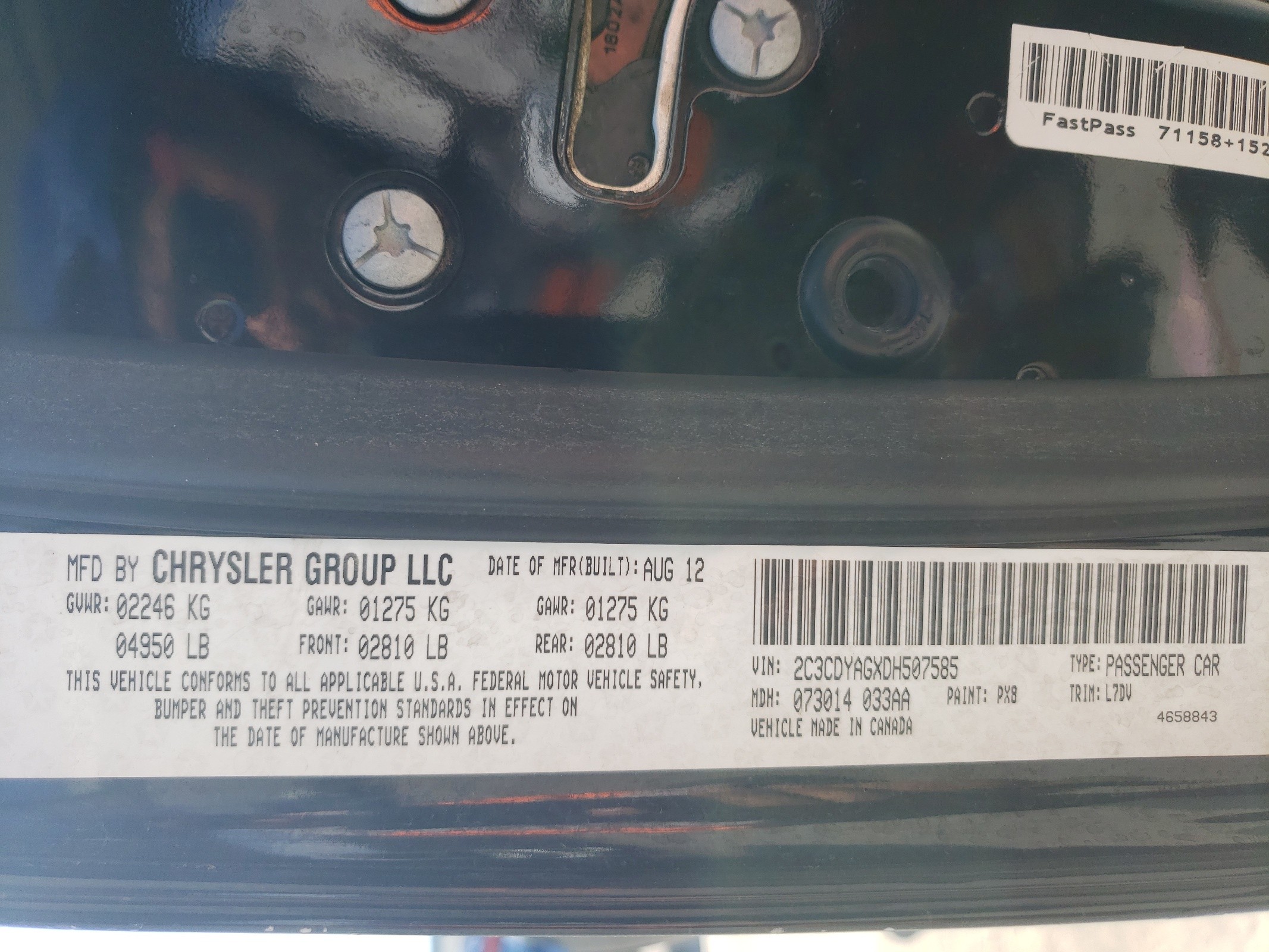 2C3CDYAGXDH507585 2013 Dodge Challenger Sxt