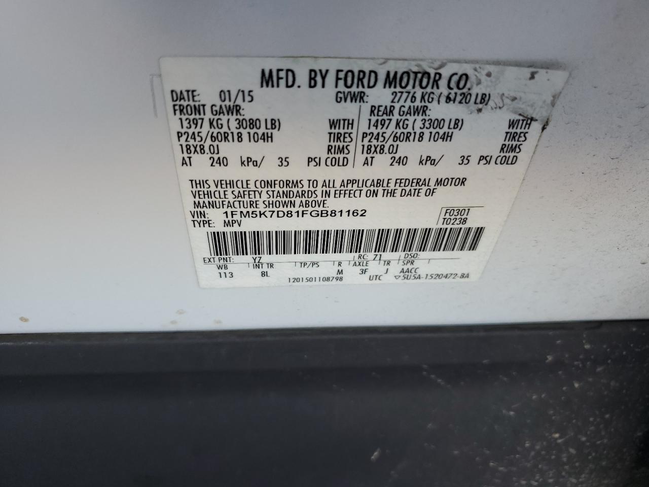 2023 Ford Explorer Xlt VIN: 1FM5K7D81FGB81162 Lot: 68049734