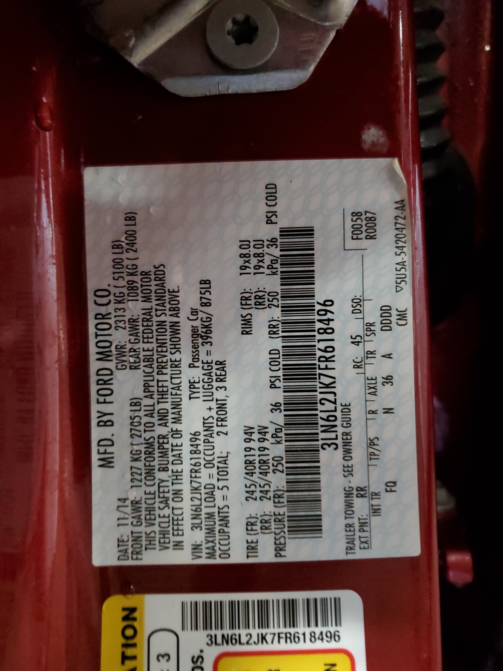 3LN6L2JK7FR618496 2015 Lincoln Mkz