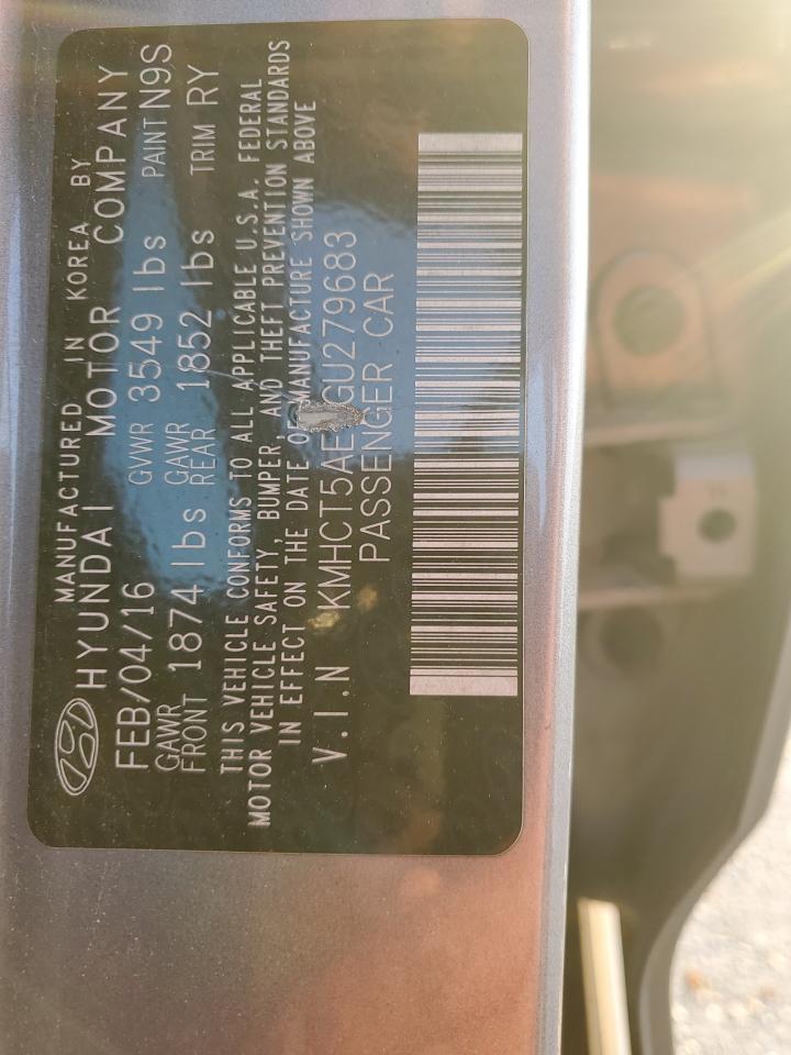 2016 Hyundai Accent Se VIN: KMHCT5AE7GU279683 Lot: 66949734