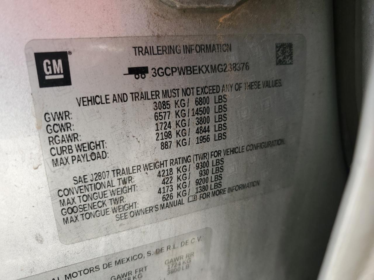 2021 Chevrolet Silverado C1500 Custom VIN: 3GCPWBEKXMG238376 Lot: 65340484