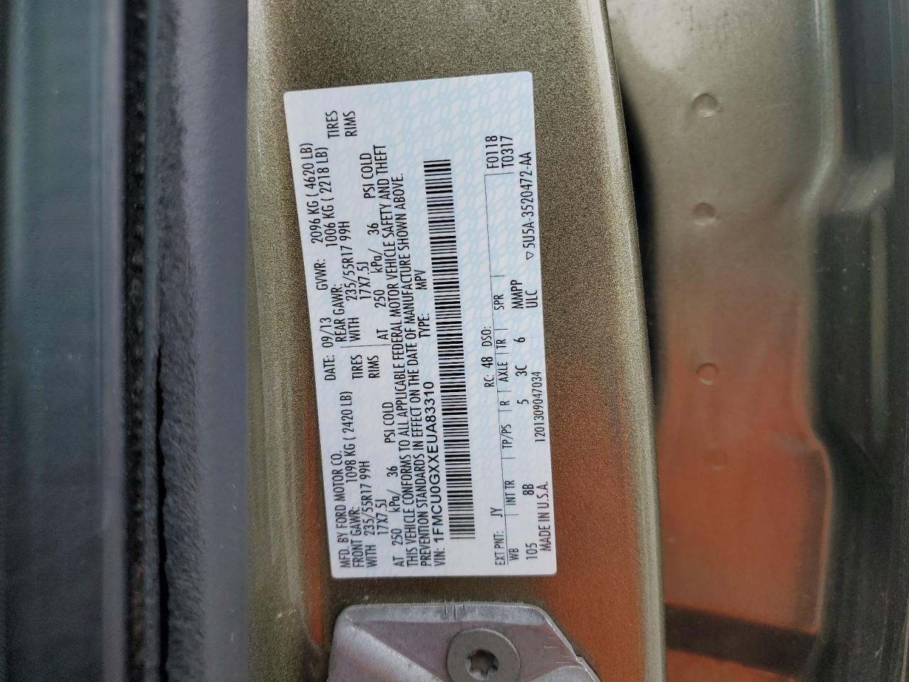 1FMCU0GXXEUA83310 2014 Ford Escape Se