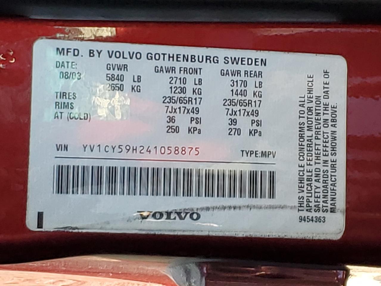 YV1CY59H241058875 2004 Volvo Xc90