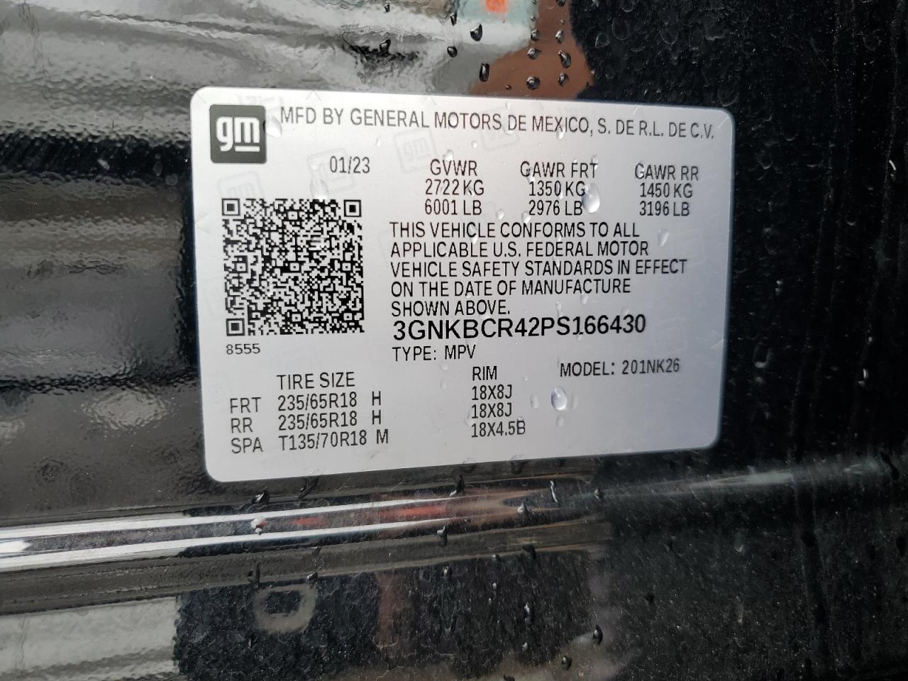 2023 Chevrolet Blazer 2Lt VIN: 3GNKBCR42PS166430 Lot: 66367994