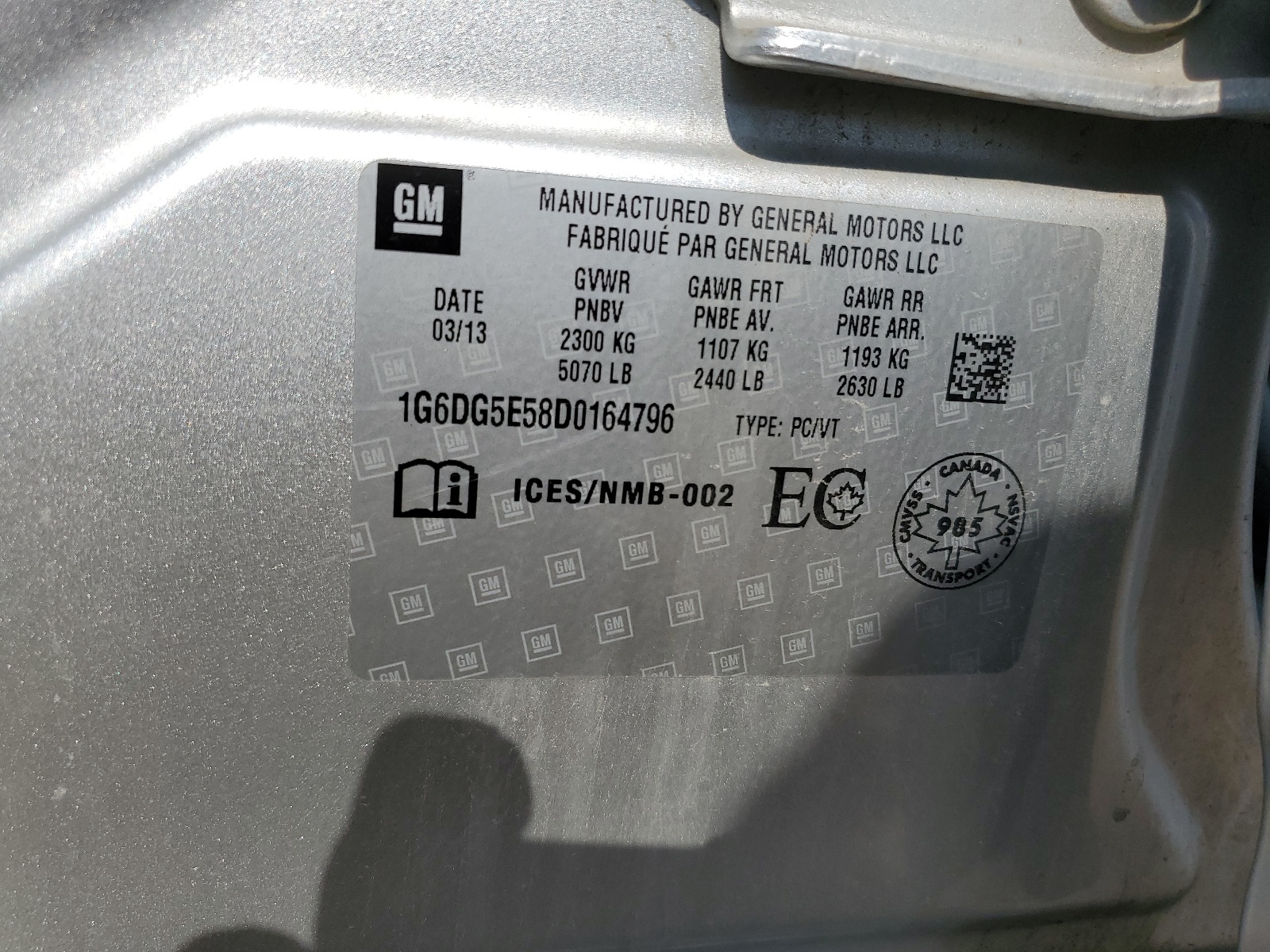 1G6DG5E58D0164796 2013 Cadillac Cts Luxury Collection