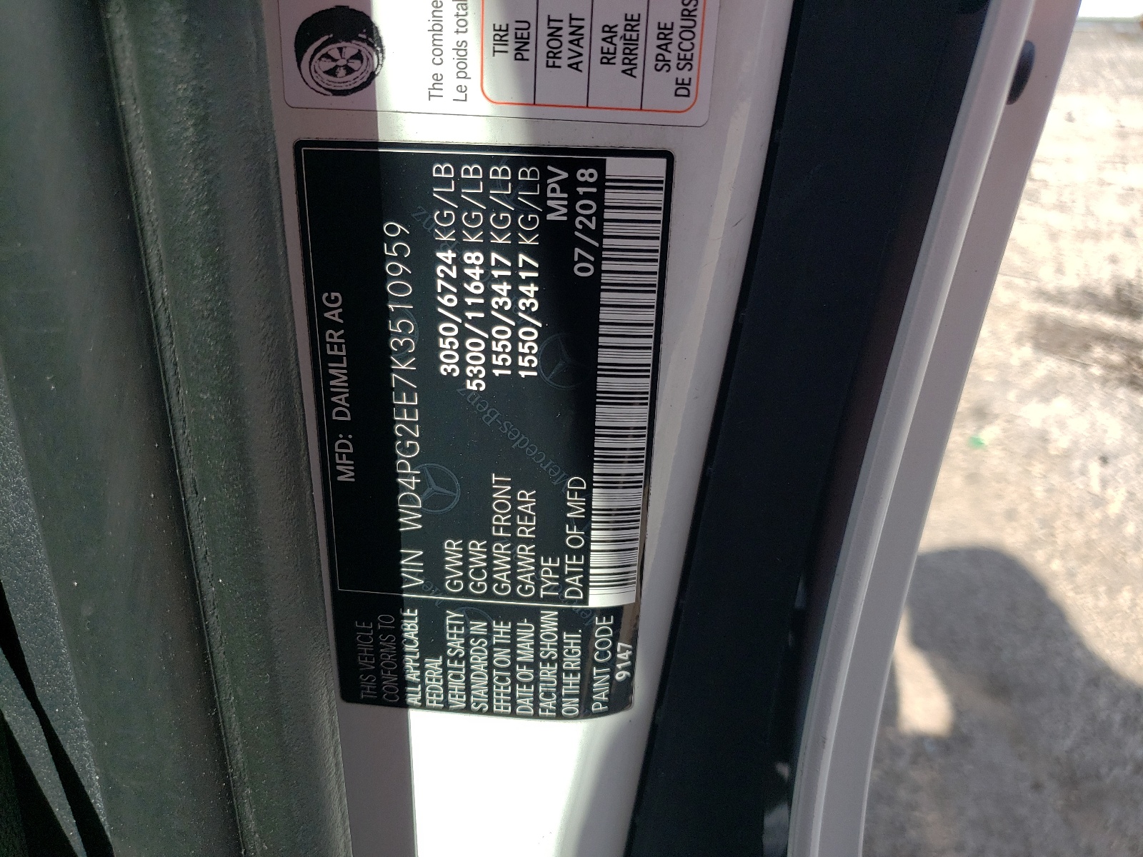 WD4PG2EE7K3510959 2019 Mercedes-Benz Metris