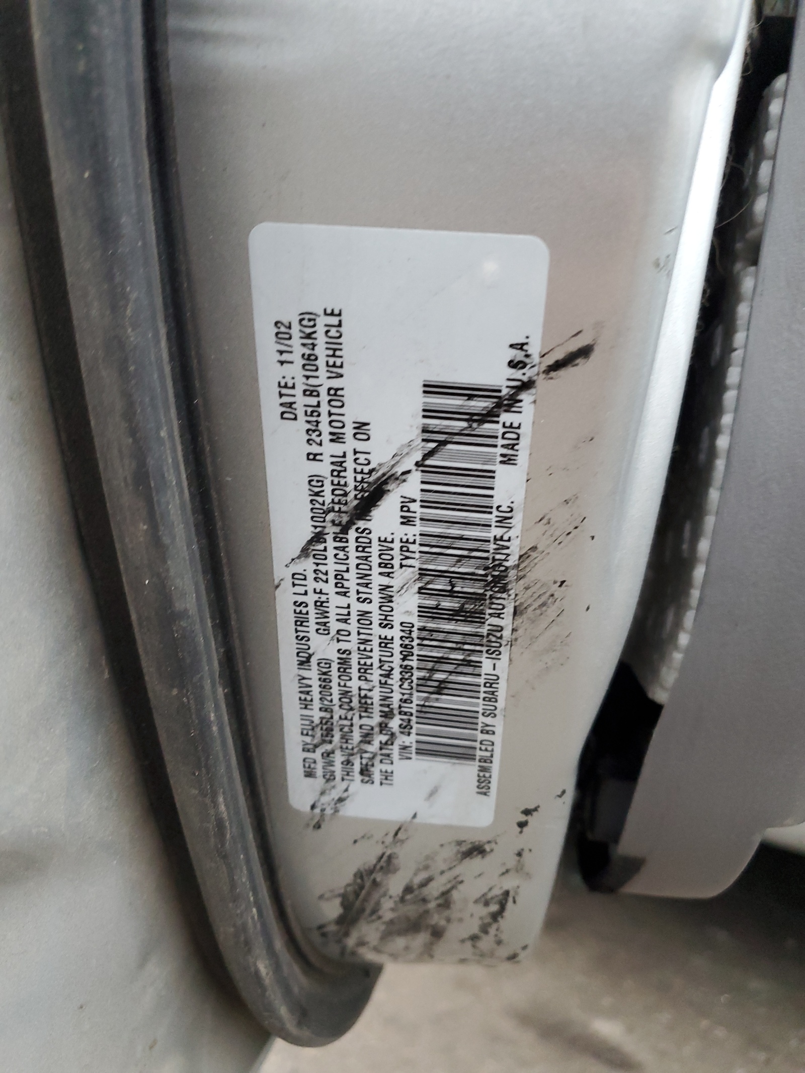 4S4BT61C336106340 2003 Subaru Baja