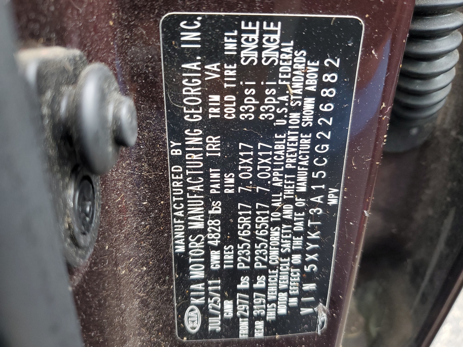 5XYKT3A15CG226882 2012 Kia Sorento Base