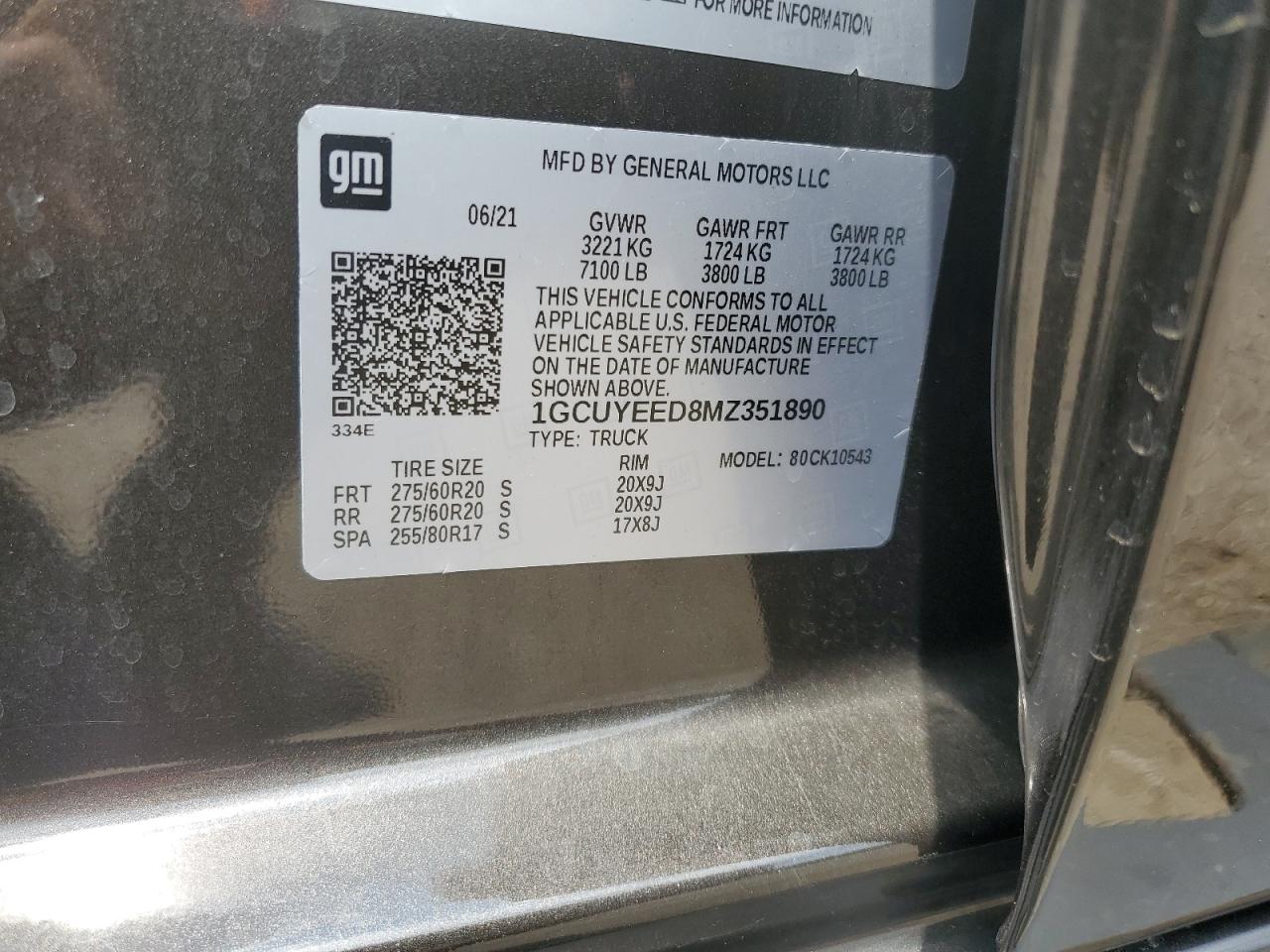 2021 Chevrolet Silverado K1500 Rst VIN: 1GCUYEED8MZ351890 Lot: 69192364