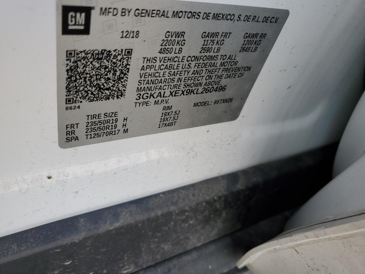 2019 GMC Terrain Denali VIN: 3GKALXEX9KL260496 Lot: 65058094