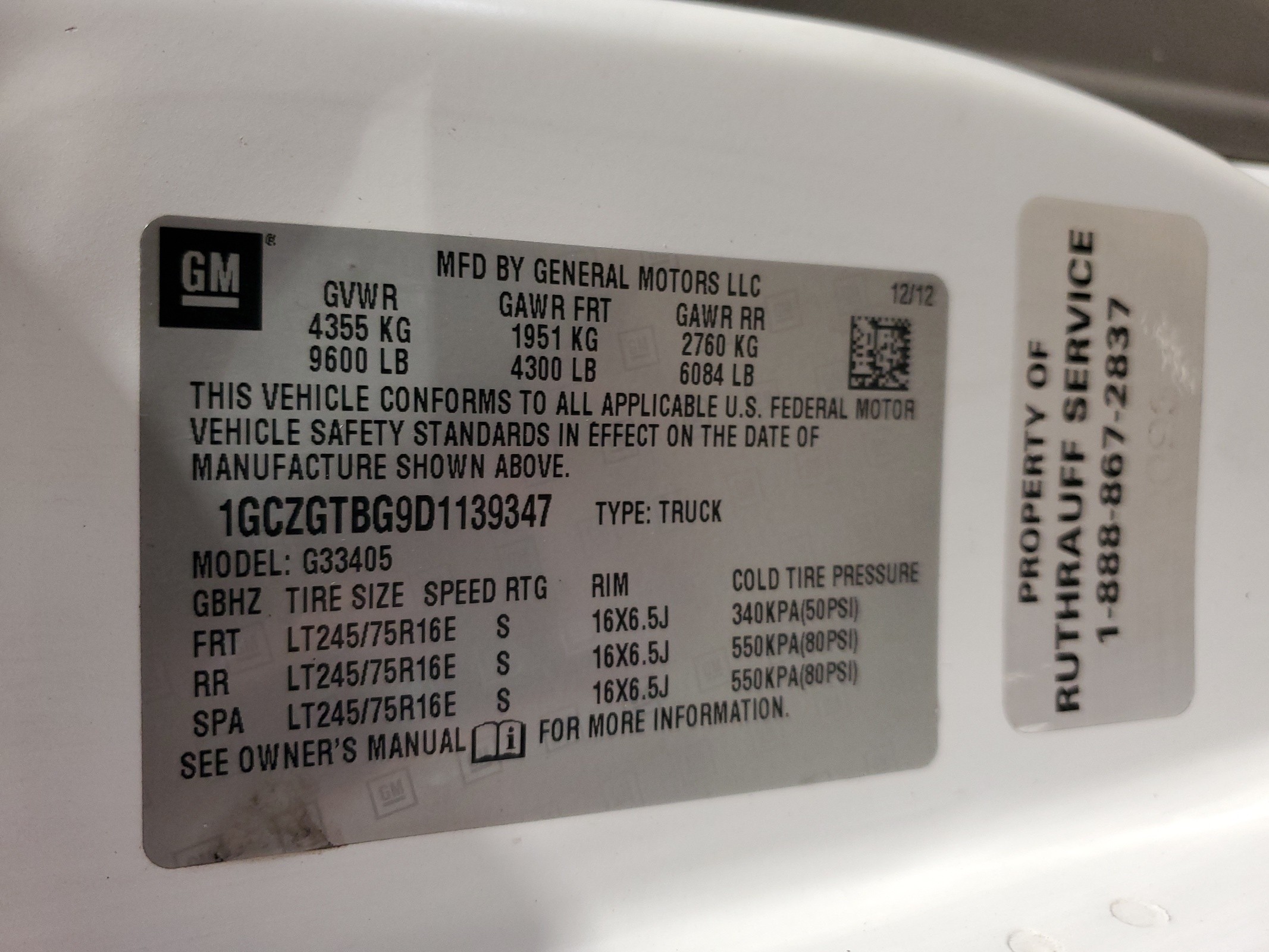 1GCZGTBG9D1139347 2013 Chevrolet Express G3500