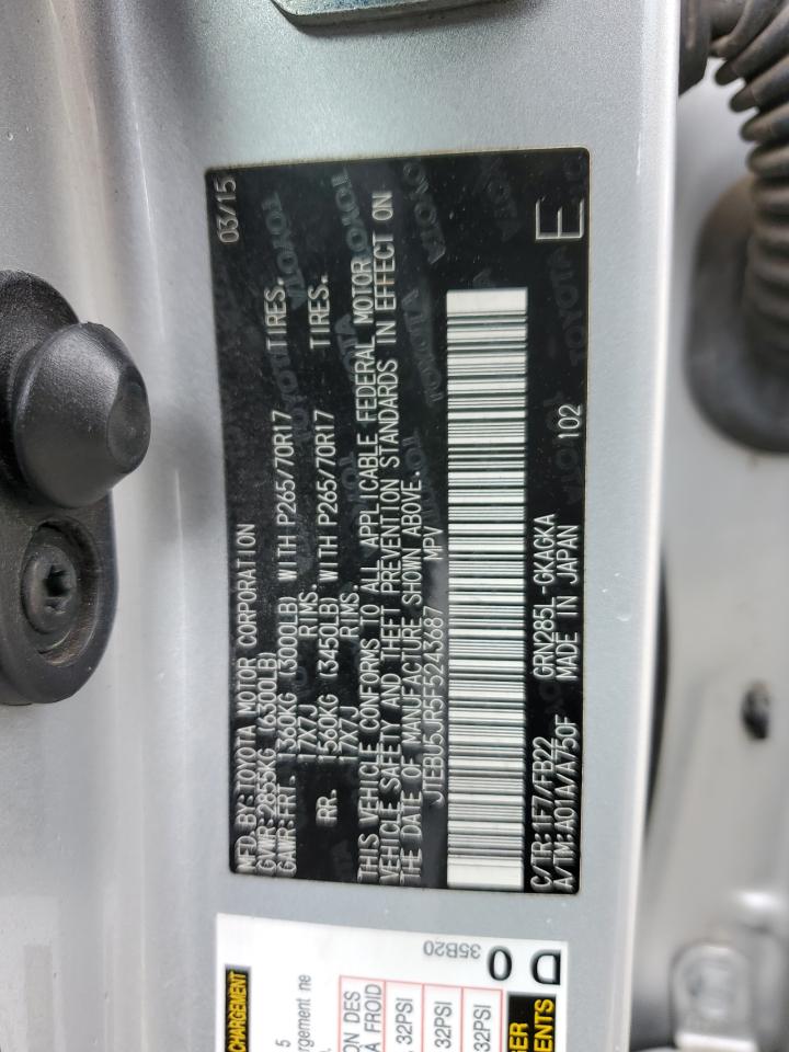 JTEBU5JR5F5243687 2015 Toyota 4Runner Sr5