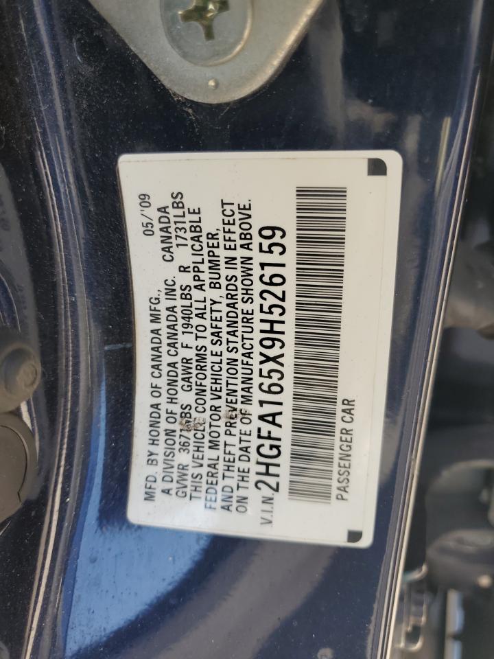 2009 Honda Civic Lx VIN: 2HGFA165X9H526159 Lot: 66633374
