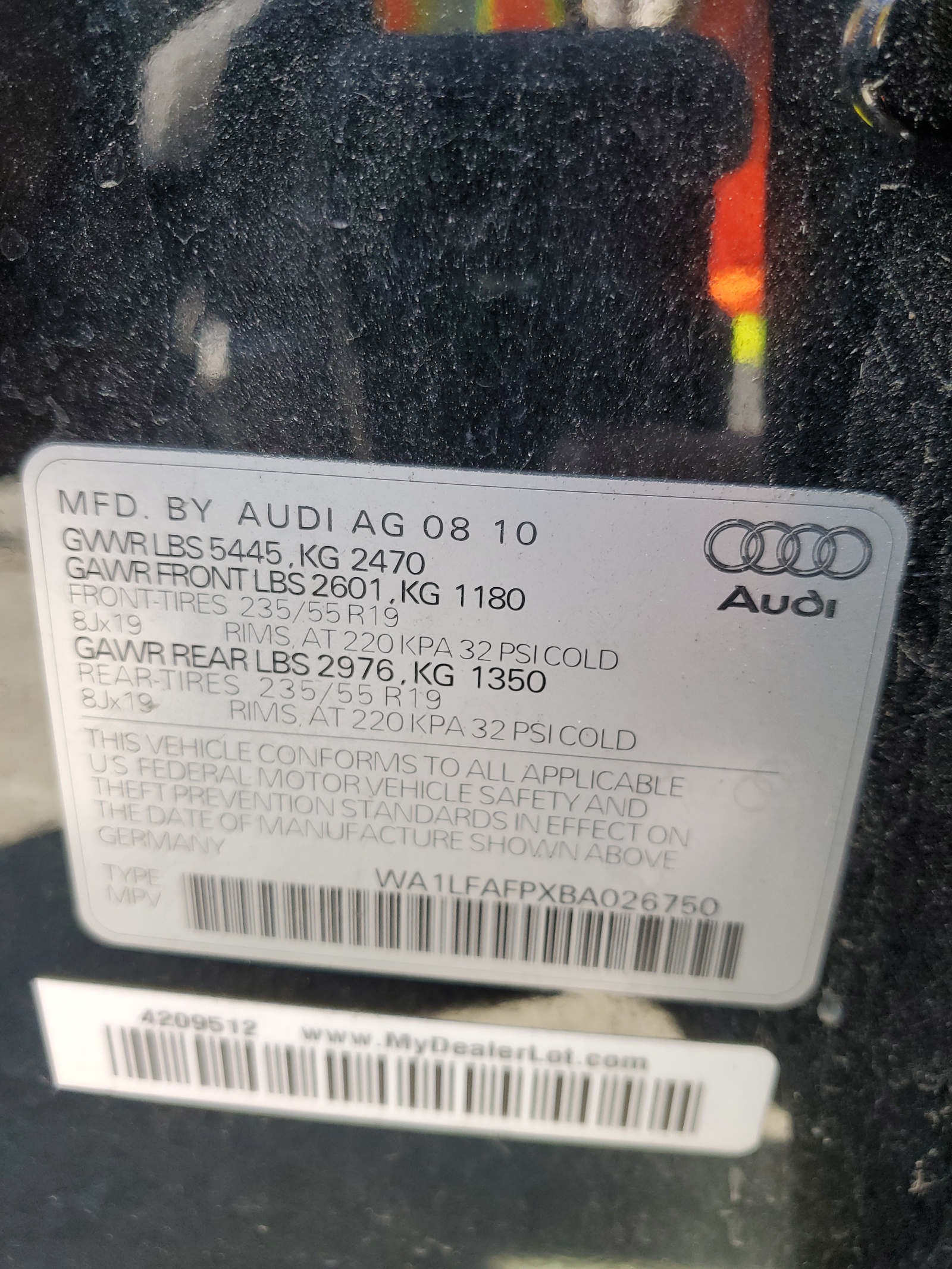 WA1LFAFPXBA026750 2011 Audi Q5 Premium Plus