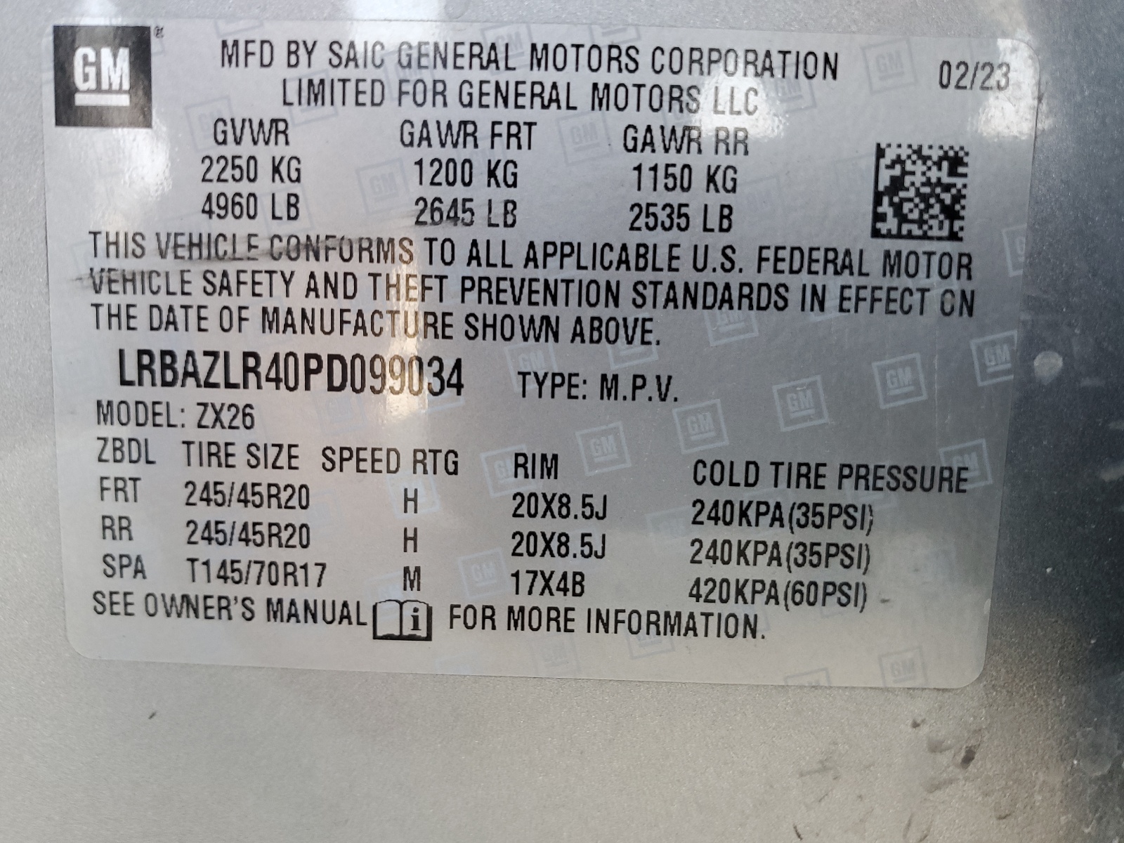 LRBAZLR40PD099034 2023 Buick Envision Preferred