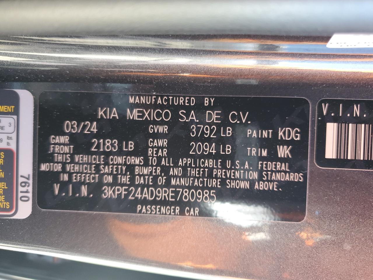 3KPF24AD9RE780985 2024 KIA FORTE - Image 13