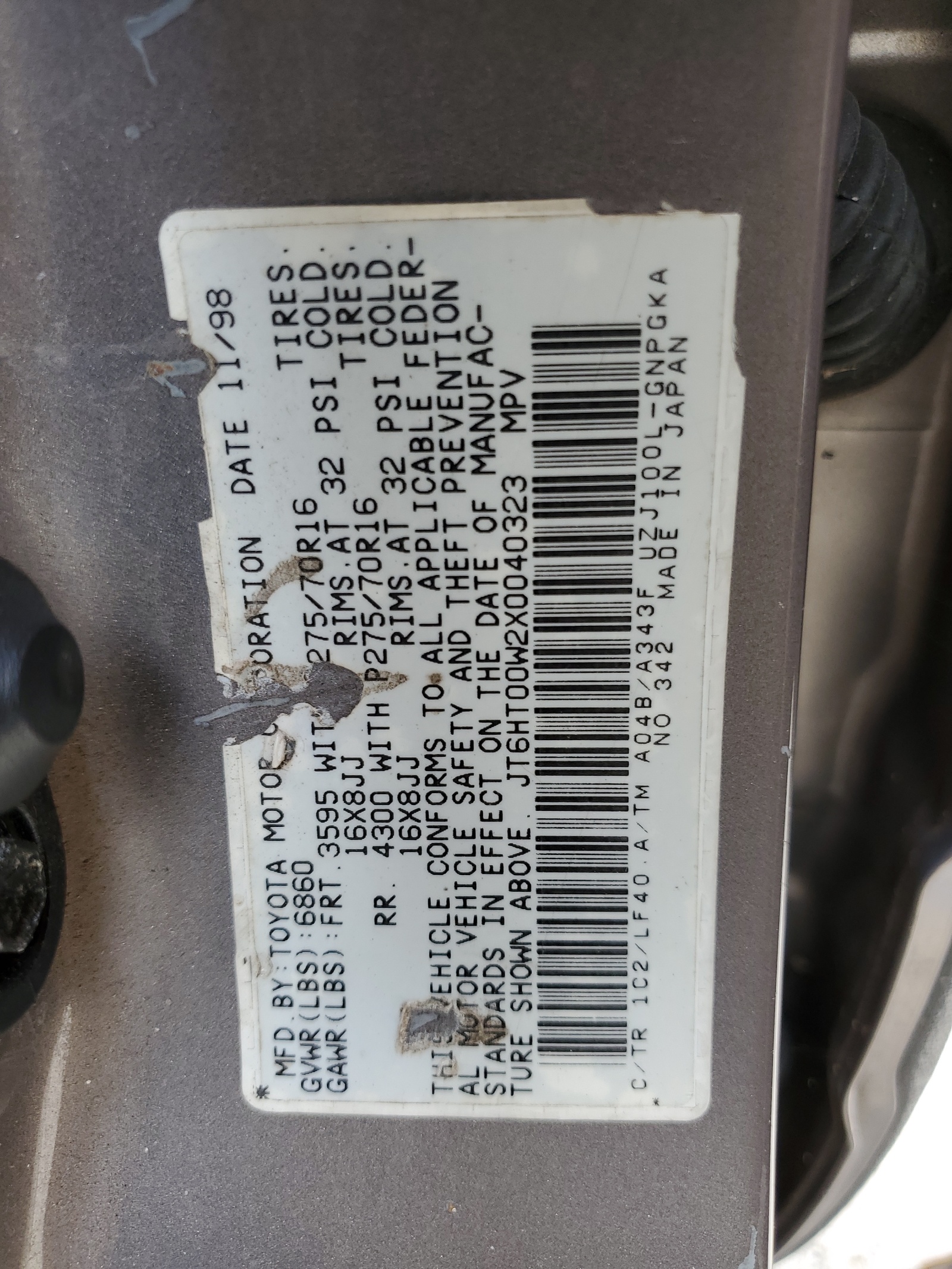 JT6HT00W2X0040323 1999 Lexus Lx 470