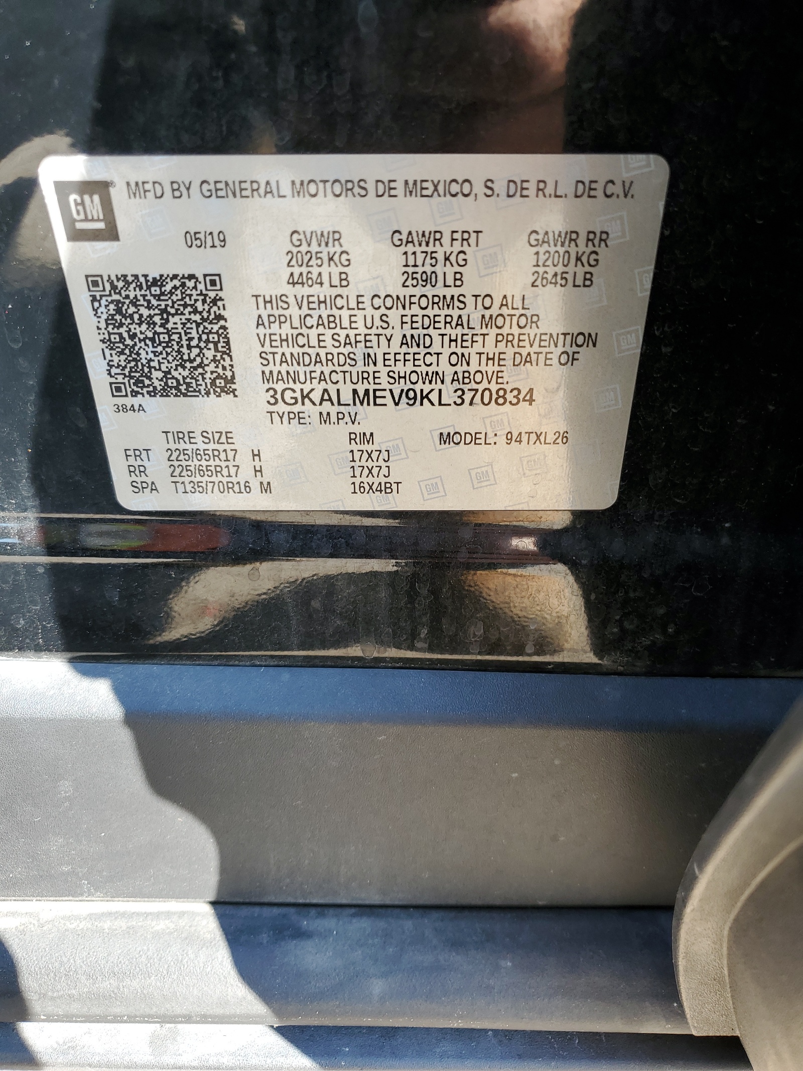 3GKALMEV9KL370834 2019 GMC Terrain Sle