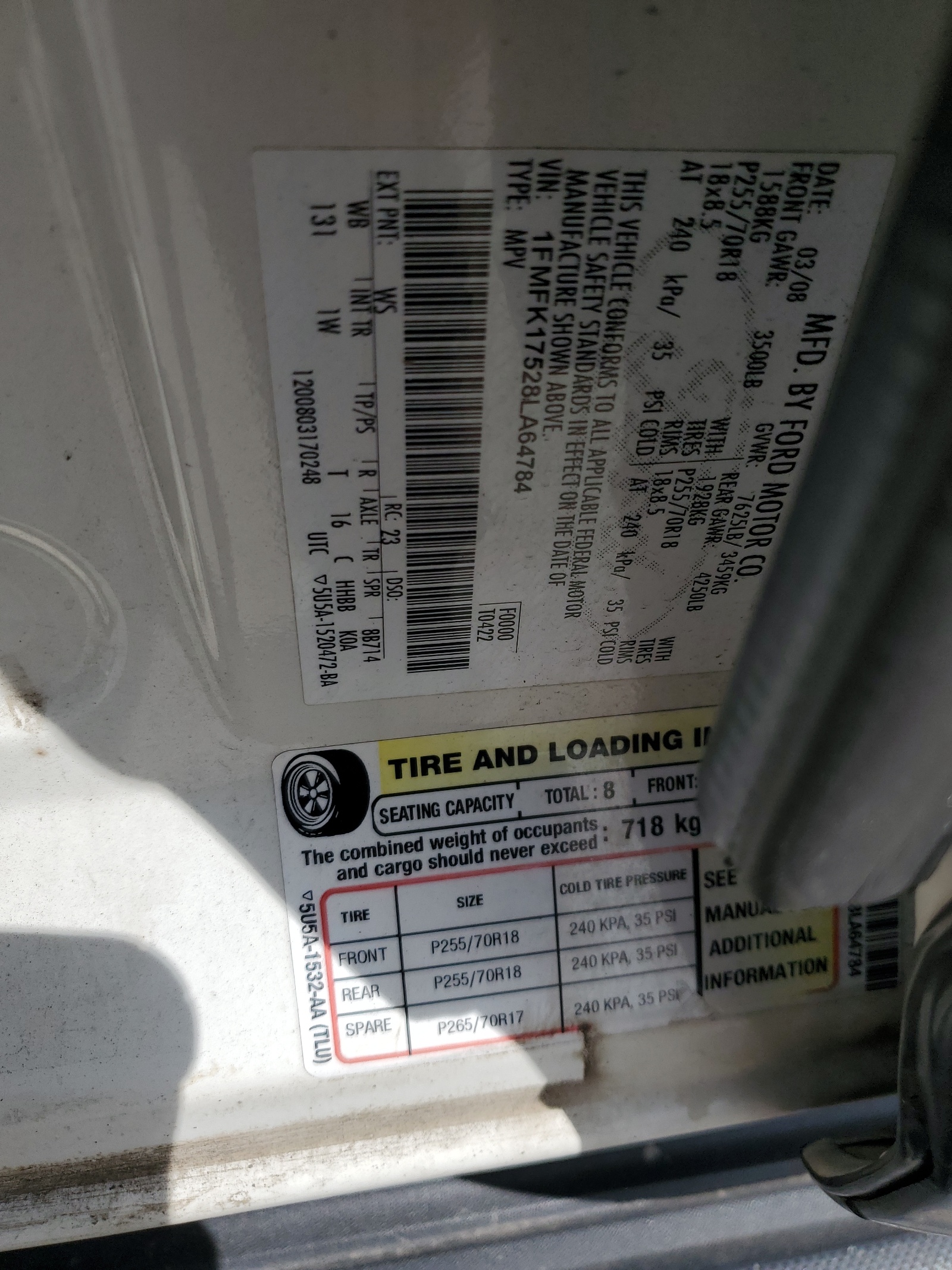 1FMFK17528LA64784 2008 Ford Expedition El Eddie Bauer