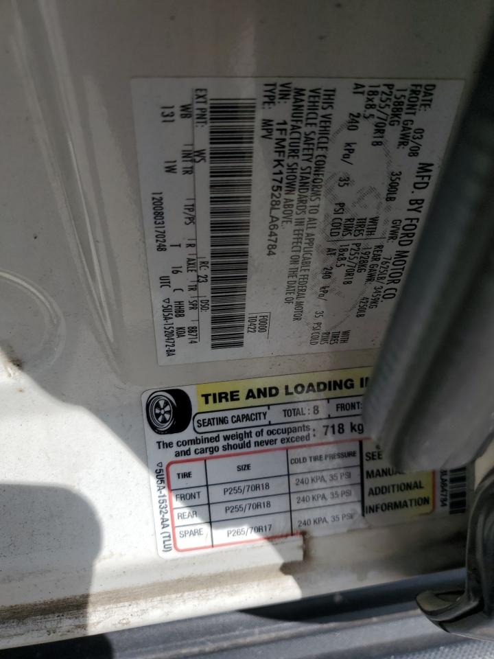 2008 Ford Expedition El Eddie Bauer VIN: 1FMFK17528LA64784 Lot: 65778584